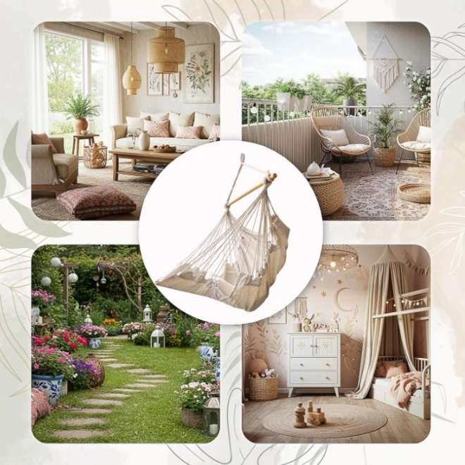 Brazilian Hanging Chair with Footrest 130 cm Beige