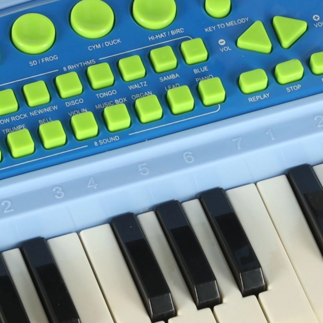Interactief kindertoetsenbord met microfoon - blauw