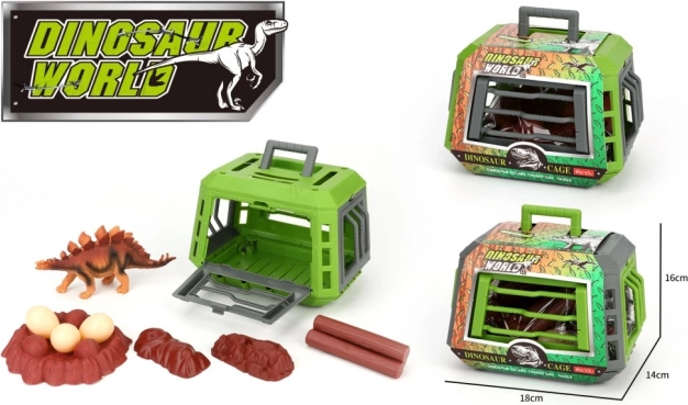 Dinosaur in a Cage with Accessories