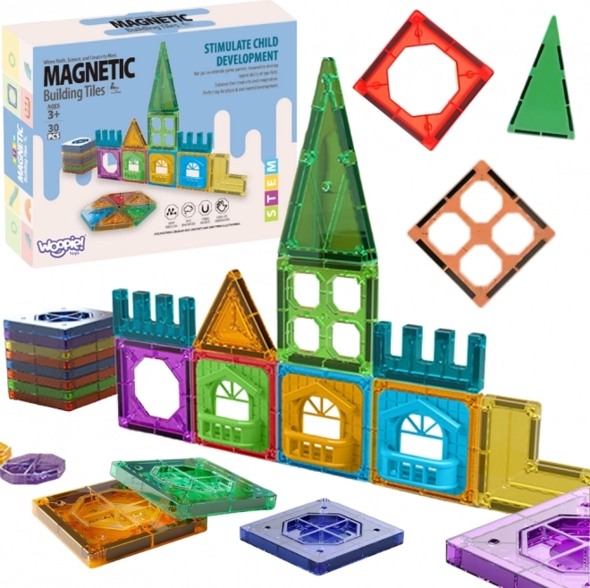Magnetische 3D-bouwblokken WOOPIE – educatieve set Kasteel, 30 stuks