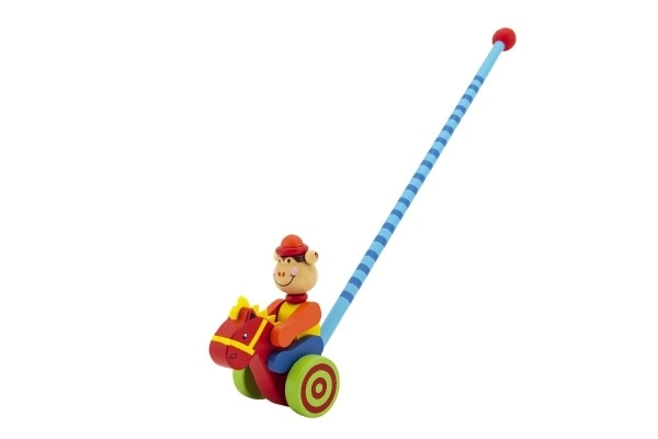 Wooden push-along clown, 60 cm