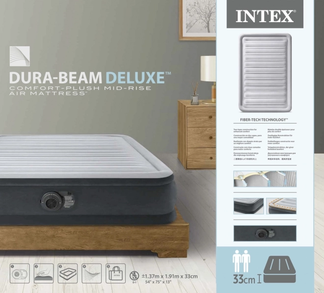 Opblaasbaar luchtbed voor twee personen met automatische pomp - 191x137 cm Intex