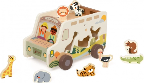 Houten Safari Auto Insteekpuzzel