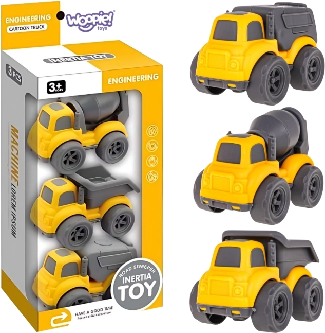 Woopie construction vehicles 3-in-1 – cement mixer, dump truck and garbage truck