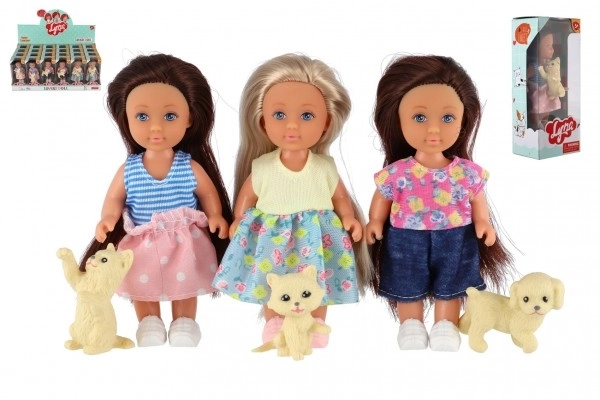 Pop met knuffel plastic 12cm stevig lichaam 3 soorten in doos 7x15x5cm 24st in doos