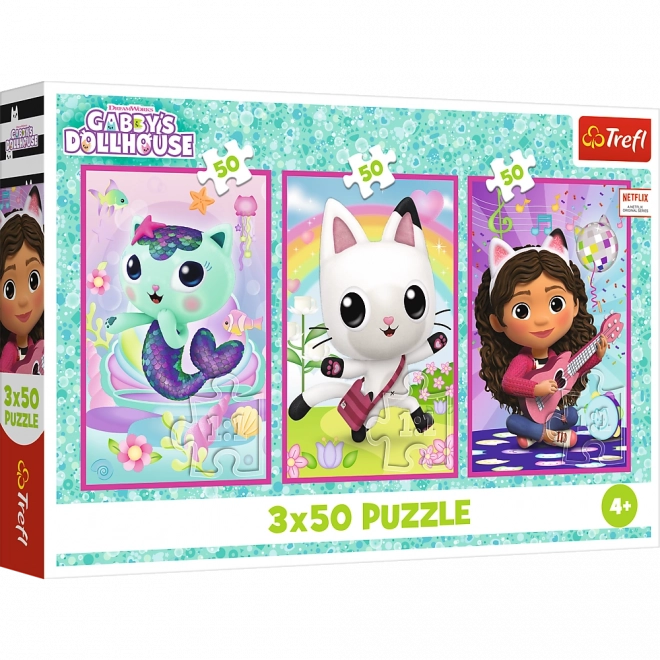 Puzzle 3x50 - La Maison de poupée de Gabby : Faites connaissance avec Gabby et les chats