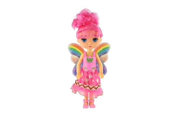 Pop fee met vleugels plastic 15cm 4 kleuren op kaart