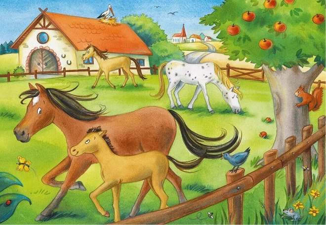 Twee kleurrijke boerderijmotieven