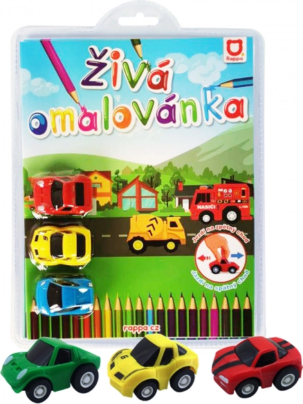 Live Coloring Book – Race Cars, set of 3 pull-back mini cars