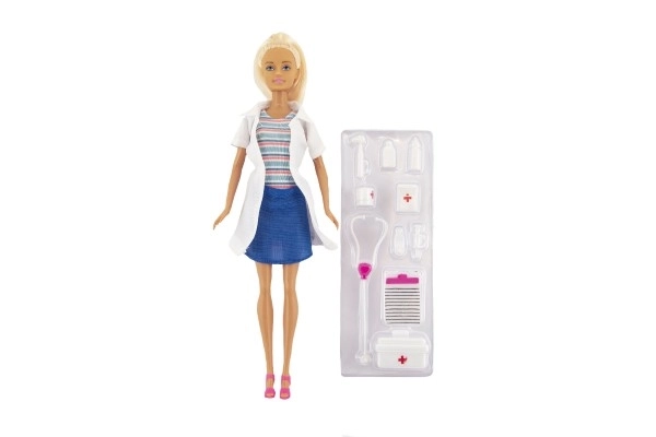Pop dokter plastic 30cm met accessoires in doos 20x33x5cm