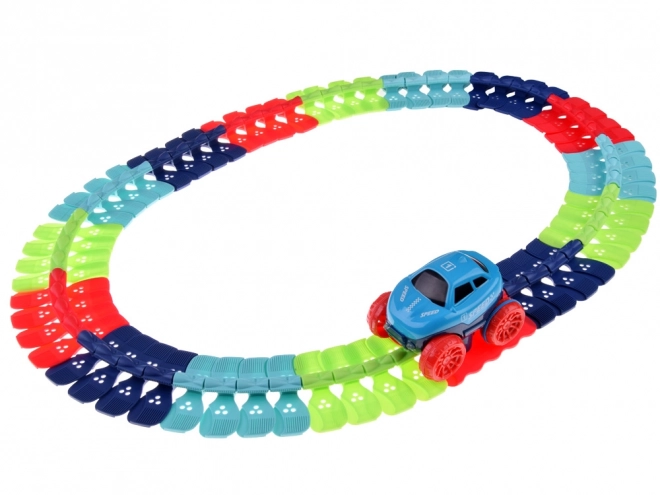 Lange flexibele racebaan + auto 291 onderdelen ZA4768