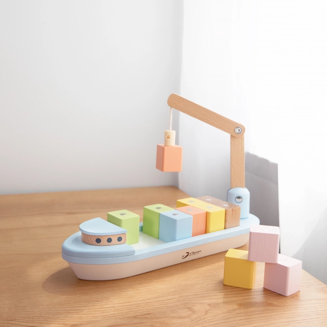 Container Ship with Crane and Accessories