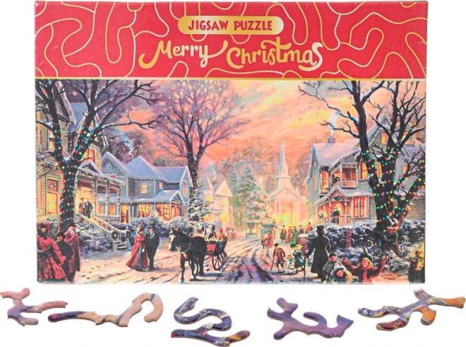 Puzzel Merry Christmas – besneeuwde straat 468 stukjes