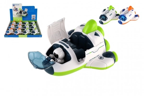 Rakettan/raket plastic 10x11cm met astronaut op inertie 2 kleuren 12 stuks in doos