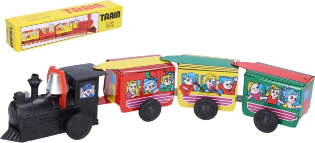 Petit train en métal à remontoir avec clé 28 cm