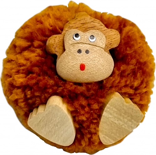 Magnetische houten aap met pompon