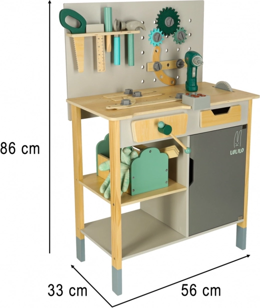 Lulilo Fikso houten workshop set kleine doe-het-zelver met gereedschap