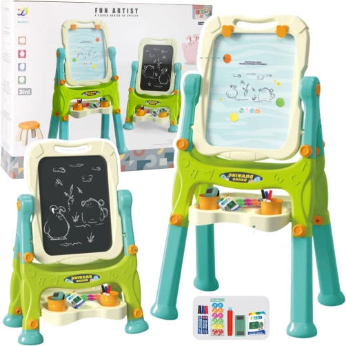 Educational Double-Sided Board on Stand with Green Accessories 3in1
