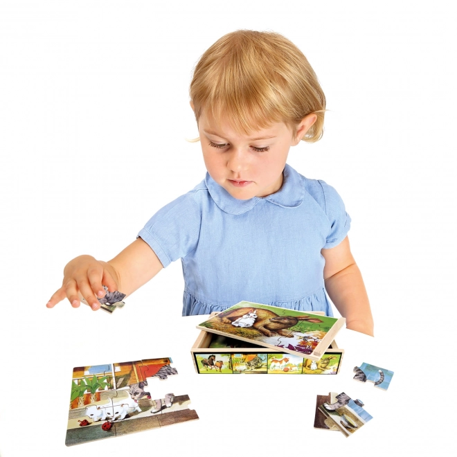 Holzpuzzle mit Tieren in der Box