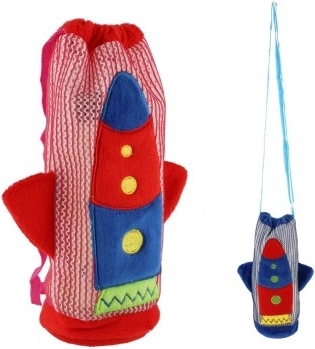 Housse en peluche pour bouteille pour enfant FUSÉE, 12 × 22 cm