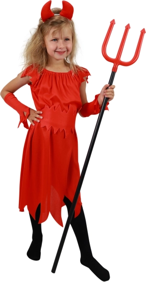 Kinderkostüm Teufelin S – rotes Kleid mit Hörnern