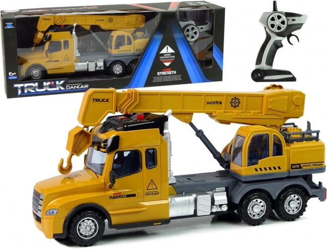 Remotely Controlled Yellow Truck with Crane and Sounds