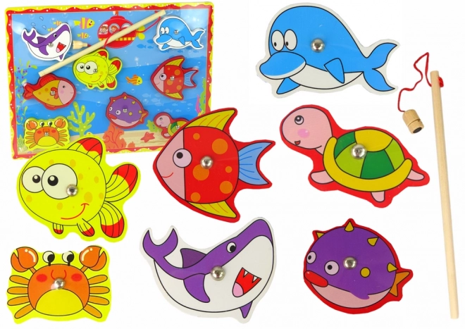 Holz-Magnetisches Angelset mit bunten Fischen
