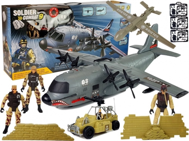 Militaire gigantische vliegtuigset 87 cm met geluiden Licht Militaire accessoires