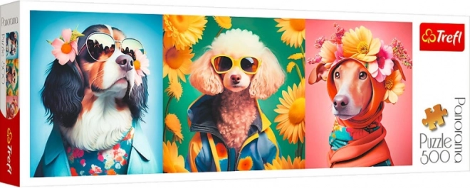 panoramische puzzel Trefl honden – modeshow, 500 stukjes