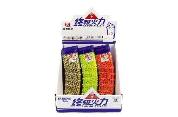 Kogeltjes voor pistool 800st 6mm plastic 6 kleuren in plastic doos 7x17cm