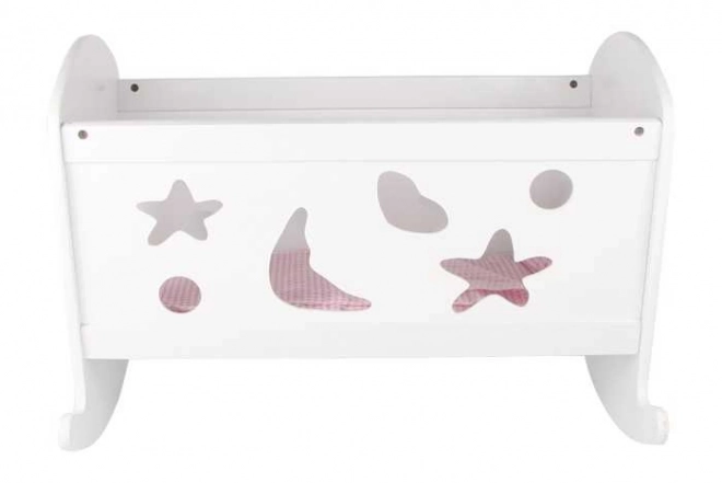 Wooden Doll Cradle with Blanket and Pillow