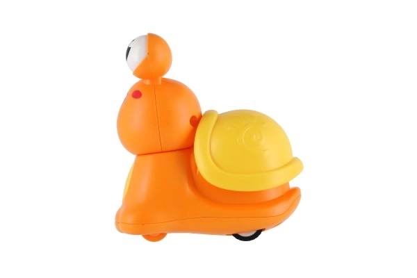 Slak Druk en Rijd plastic 8cm met opwindmechanisme 3 kleuren 12 stuks in doos
