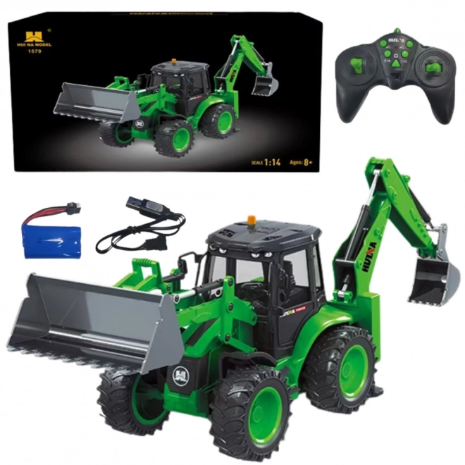 Green RC Excavator Loader Huina 1:14