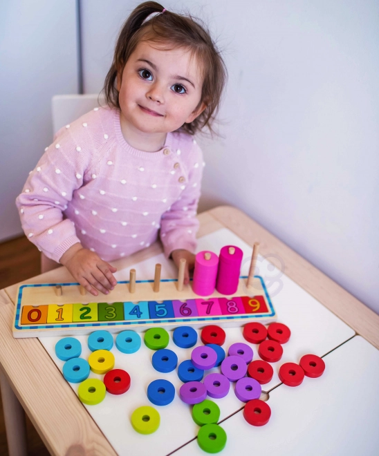 Woopie Green puzzle Montessori en bois pour compter et trier les couleurs, 56 pièces