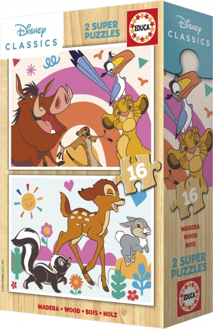 Houten puzzel De Leeuwenkoning en Bambi van Educa