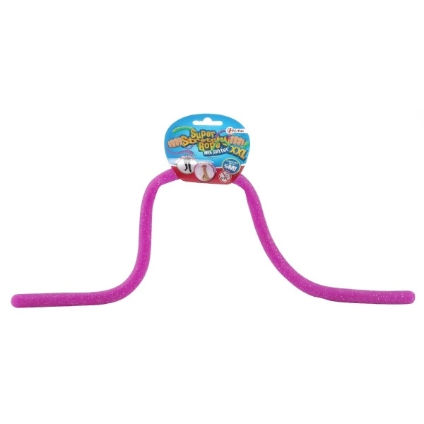 Rekbare elastische glittergom 50cm 6 kleuren op kaart 12x8cm