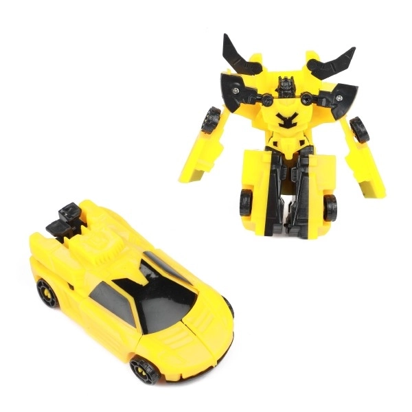 Transformer auto/robot plastic 10cm mix kleuren in plastic doos 5x10,5cm