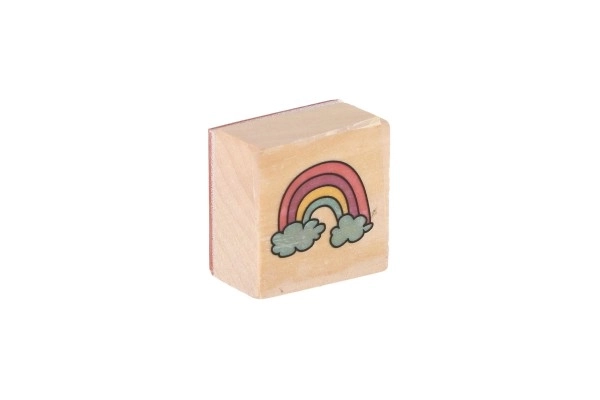 Houten stempels 5+1 met kussen eenhoorns 3x3cm op kaart