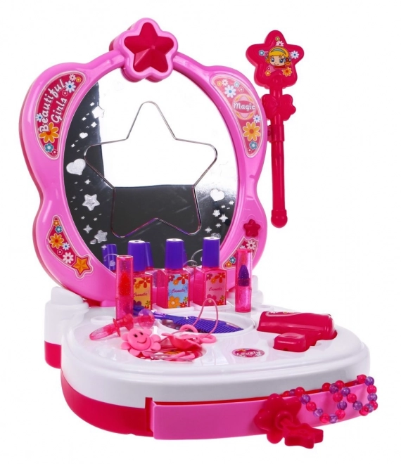 Interactieve draagbare make-uptafel voor meisjes 3+ Spiegel + cosmetica + accessoires