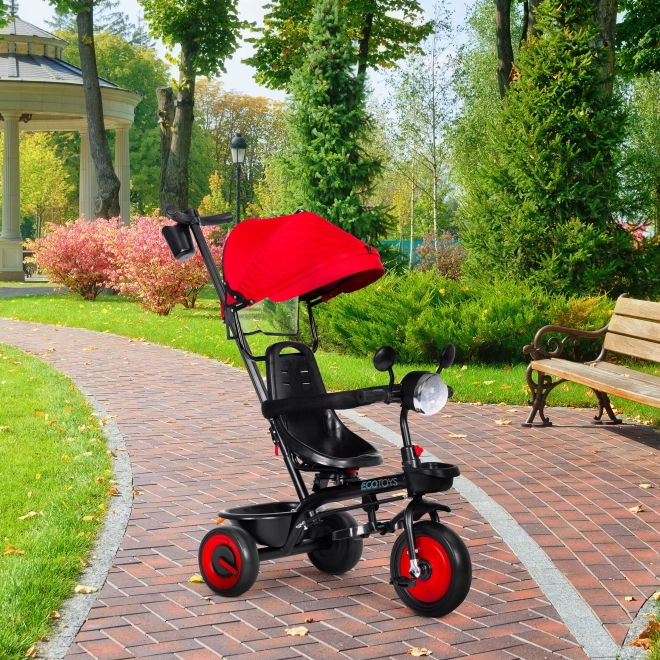 3-in-1 driewieler met draaibare zitting en kap rood ECOTOYS