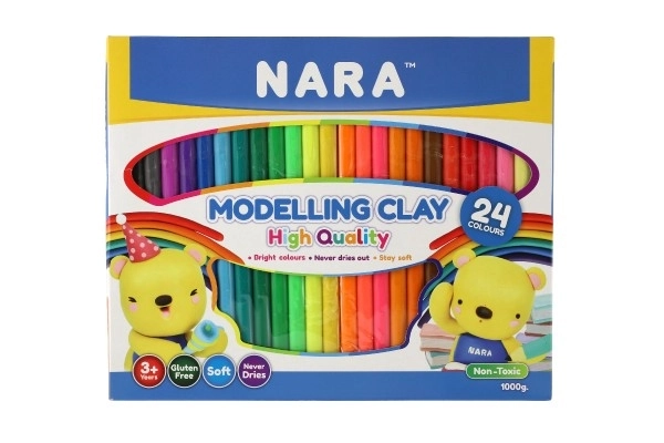 Modeléerklei/Plastiline NARA 1000g 24 stuks in doos 30x25x2cm