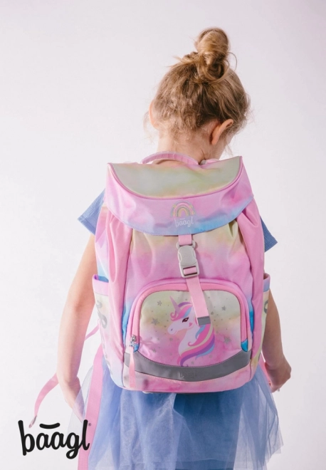 BAAGL SET 3 Airy Rainbow Unicorn: schooltas, pennenzak, zakje