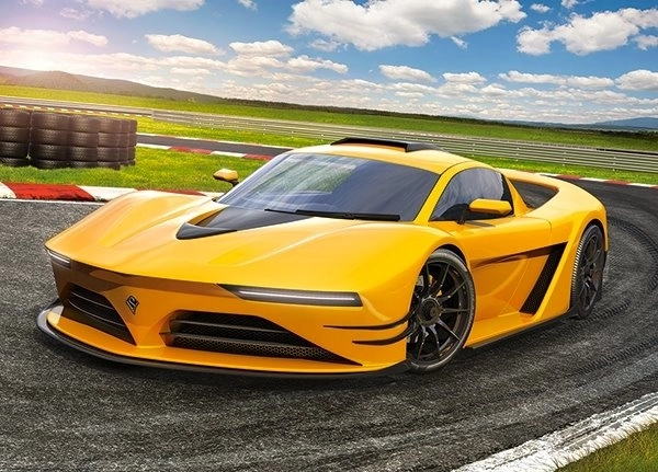Puzzle 120 pièces voiture de sport jaune