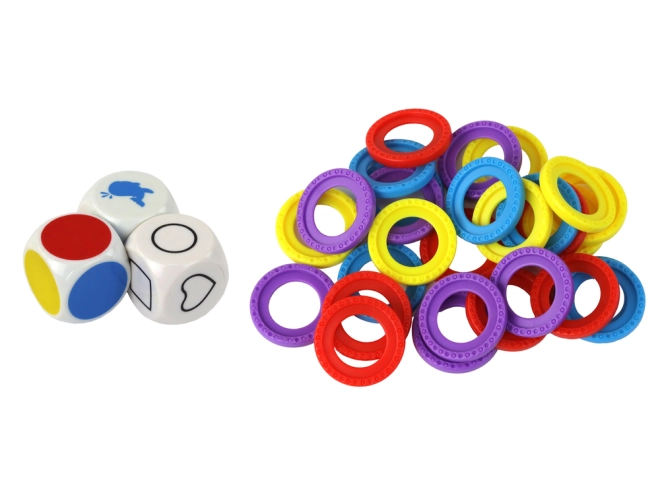 Colorful rings and 3 dice for endless fun