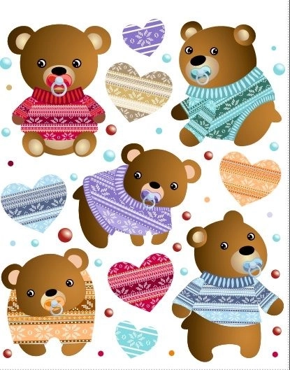Patches thermocollants Oursons mignons – grande planche