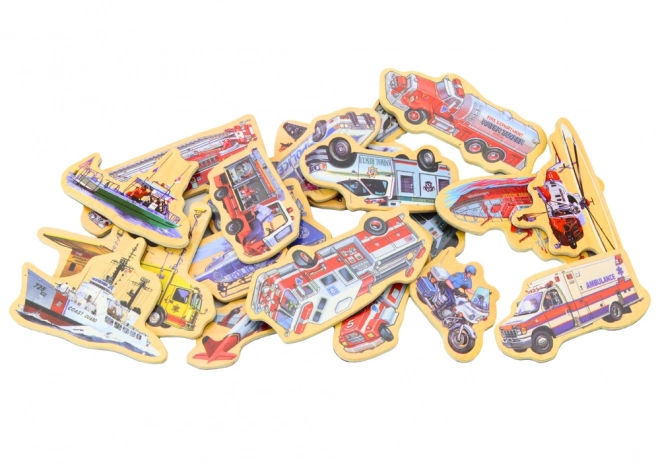 Wooden Magnets with Vehicles, Ships, and Airplanes, 20 Pieces