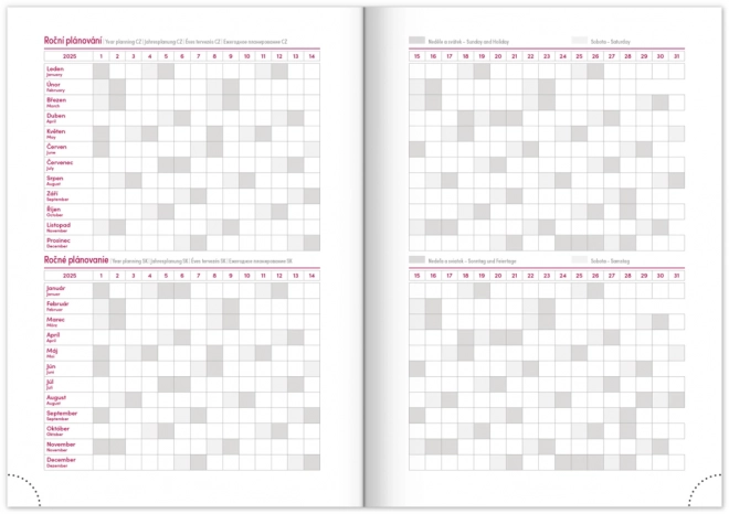 NOTIQUE Wekelijkse agenda Balacron 2025, zilverkleurig, 15 x 21 cm