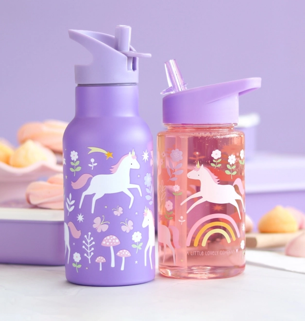 A Little Lovely Company - roestvrijstalen fles 350 ml - Eenhoorns en Regenboog