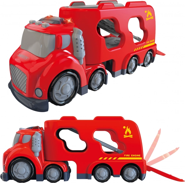 Grote rode sleepwagen City Truck met licht- en geluidseffecten