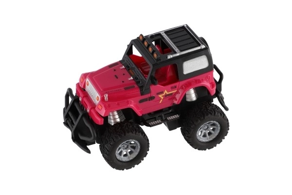 RC-Geländewagen 14cm aus Kunststoff 27MHz batteriebetrieben mit Licht in Box 20x11x10cm – Rosa